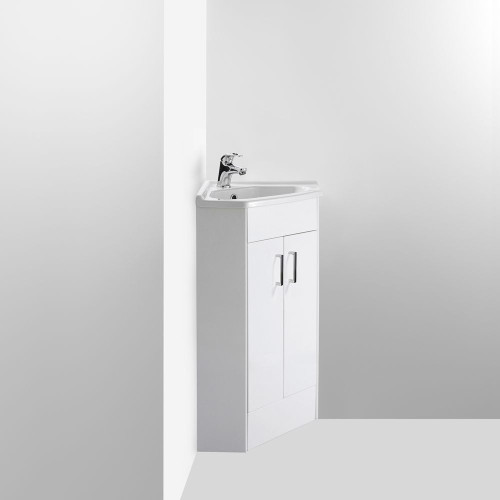 Compact 550mm Corner Cabinet & Basin - 1 Tap Hole