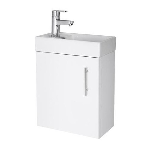 Vault 400mm White Gloss Wall Hung Cabinet & Basin - 1 Tap Hole