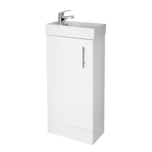 Vault 400mm White Gloss Floor Standing Cabinet & Basin - 1 Tap Hole