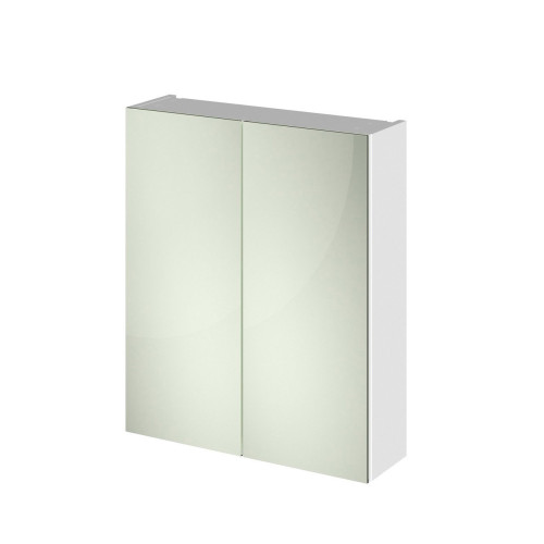 White Gloss 600mm Mirror Cabinet 50/50 Split (180mm Deep)