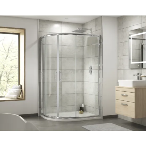 Ice 1200mm x 800mm Single Door Offset Quadrant Shower Enclosure, Tray & Waste - Left Hand