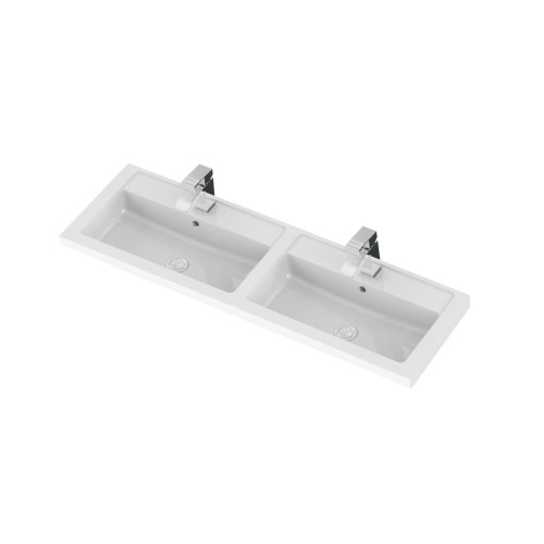 Hudson Reed 1205x360mm Double Bowl Polymarble Basin