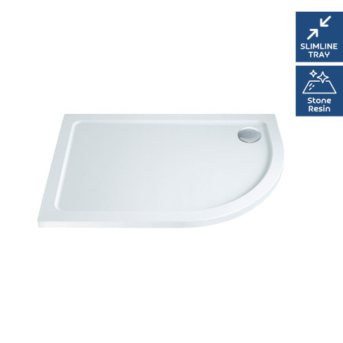 1200mm x 900mm ICEstone Offset Quadrant RH 30mm Shower Tray White