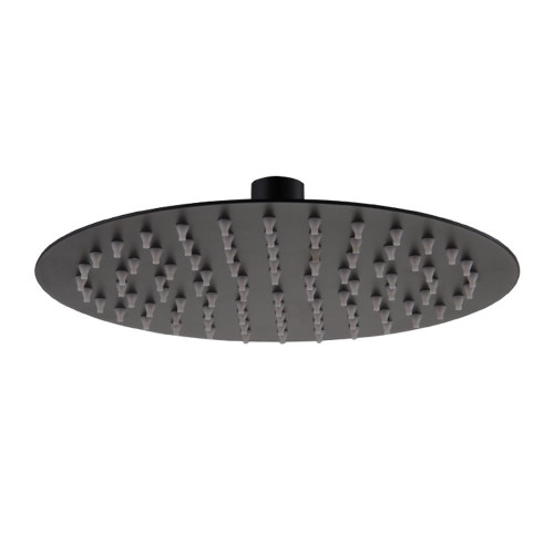 Round Matt Black Ultra Slim Fixed Shower Head 250mm x 250mm