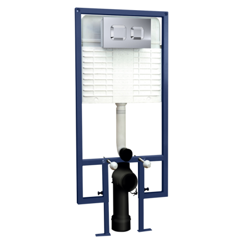 Sky 890mm Wall Hung WC Frame/Concealed Cistern & Chrome Flush Plate