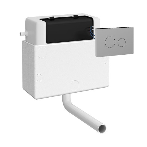 Air Pneumatic Comfort Height Dual Flush Universal Access Concealed Cistern With Chrome Push Plate