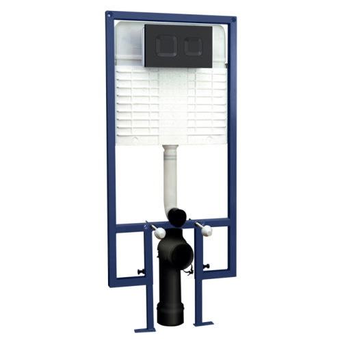 Sky 1135mm Wall Hung WC Frame/Concealed Cistern & Black Flush Plate