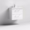 Nuie Arno White Gloss 600mm Wall Hung 2 Drawer Vanity Unit & Basin