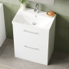Nuie Arno Gloss White 600mm Floor Standing 2 Drawer Vanity Unit & Basin