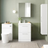 Nuie Arno Gloss White 600mm Floor Standing 2 Drawer Vanity Unit & Basin