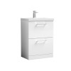 Nuie Arno Gloss White 600mm Floor Standing 2 Drawer Vanity Unit & Basin
