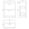 Nuie Arno Soft Black 600mm Floor Standing 2 Drawer Vanity Unit & Thin EdgeBasin