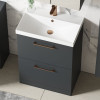 Nuie Arno Soft Black 600mm Floor Standing 2 Drawer Vanity Unit & Thin Edge Basin