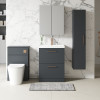 Nuie Arno Soft Black 600mm Floor Standing 2 Drawer Vanity Unit & Thin Edge Basin