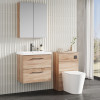 Nuie Arno Bleached Oak 600mm Wall Hung 2 Drawer Vanity Unit & Basin