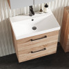Nuie Arno Bleached Oak 600mm Wall Hung 2 Drawer Vanity Unit & Basin