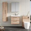 Nuie Arno Bleached Oak 600mm Wall Hung 2 Drawer Vanity Unit & Basin