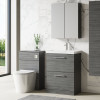 Nuie Arno Anthracite Woodgrain 600mm Floor Standing 2 Drawer Vanity Unit & Basin