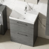 Nuie Arno Anthracite Woodgrain 600mm Floor Standing 2 Drawer Vanity Unit & Basin