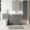 Nuie Arno Anthracite Woodgrain 600mm Floor Standing 2 Drawer Vanity Unit & Basin