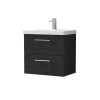 Nuie Arno Charcoal Black 600mm Wall Hung 2 Drawer Vanity Unit & Basin