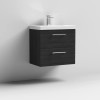 Nuie Arno Charcoal Black 600mm Wall Hung 2 Drawer Vanity Unit & Basin