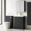 Nuie Arno Charcoal Black 600mm Floor Standing 2 Drawer Vanity Unit & Basin