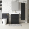 Nuie Arno Charcoal Black 600mm Floor Standing 2 Drawer Vanity Unit & Basin