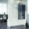 Square Smoked Black Hinged Bath Screen 800mm x 1400mm x 6mm