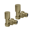 Round Brushed Brass Angled Radiator Valve (Pair)