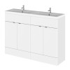 Hudson Reed Fusion White Gloss 1200mm Vanity Unit & Double Basin (355mm Deep)