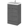 Hudson Reed Fusion Anthracite Woodgrain 500mm Vanity Unit & Basin (355mm Deep)