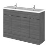 Hudson Reed Fusion Anthracite Woodgrain 1200mm Vanity Unit & Double Basin (355mm Deep)