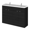 Hudson Reed Fusion Charcoal Black 1200mm Vanity Unit & Double Basin (355mm Deep)