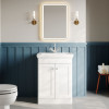Nuie Classique Satin White 600mm 2-Door Floor Standing Unit & Basin