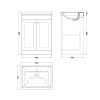 Nuie Classique Satin White 600mm 2-Door Floor Standing Unit & Basin