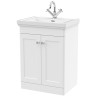 Nuie Classique Satin White 600mm 2-Door Floor Standing Unit & Basin