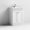 Nuie Classique Satin White 600mm 2-Door Floor Standing Unit & Basin