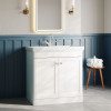 Nuie Classique Satin White 800mm 2-Door Floor Standing Vanity Unit & Basin