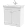 Nuie Classique Satin White 800mm 2-Door Floor Standing Vanity Unit & Basin