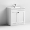 Nuie Classique Satin White 800mm 2-Door Floor Standing Vanity Unit & Basin