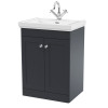 Nuie Classique Soft Black 600mm 2-Door Floor Standing Vanity Unit & Basin