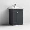 Nuie Classique Soft Black 600mm 2-Door Floor Standing Vanity Unit & Basin