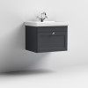 Nuie Classique Soft Black 600mm 1-Drawer Wall Hung Unit & Basin
