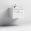 Nuie Classique Satin White 600mm 1-Drawer Wall Hung Vanity Unit & Basin