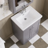 Nuie Classique Satin Grey 600mm 2-Door Floor Standing Vanity Unit & Basin
