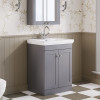 Nuie Classique Satin Grey 600mm 2-Door Floor Standing Vanity Unit & Basin