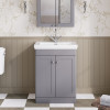 Nuie Classique Satin Grey 600mm 2-Door Floor Standing Vanity Unit & Basin