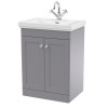 Nuie Classique Satin Grey 600mm 2-Door Floor Standing Vanity Unit & Basin