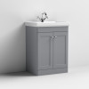 Nuie Classique Satin Grey 600mm 2-Door Floor Standing Vanity Unit & Basin